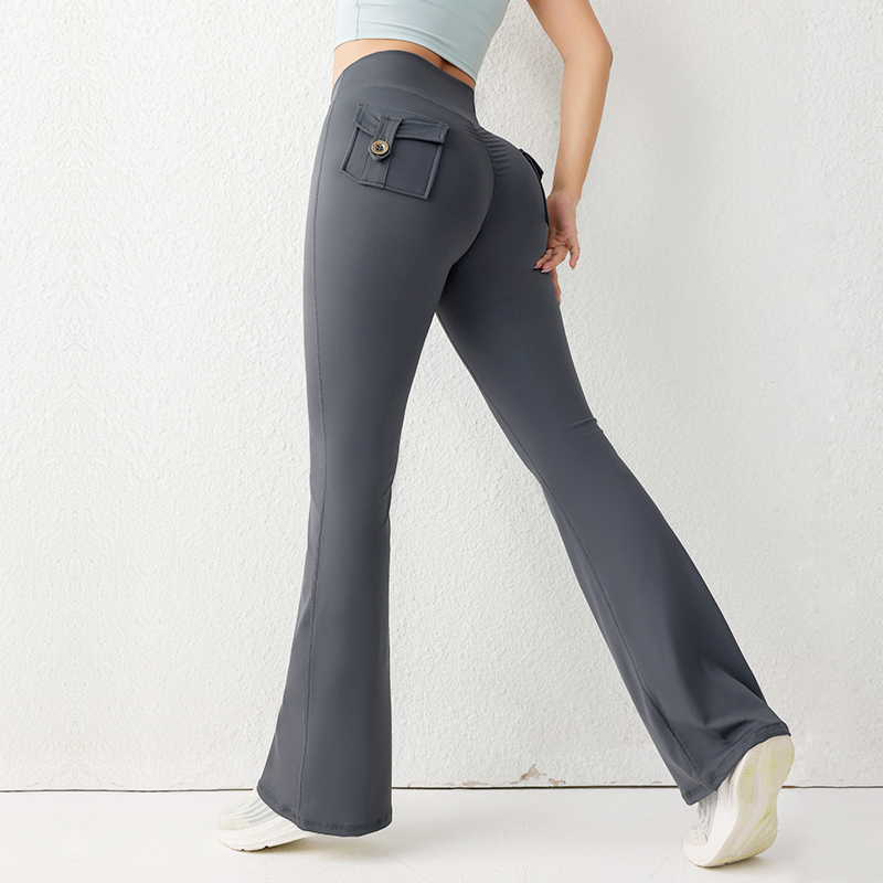 Yoga Fitness Pants - Jednokolorowe spodnie do fitnessu z podnoszeniem