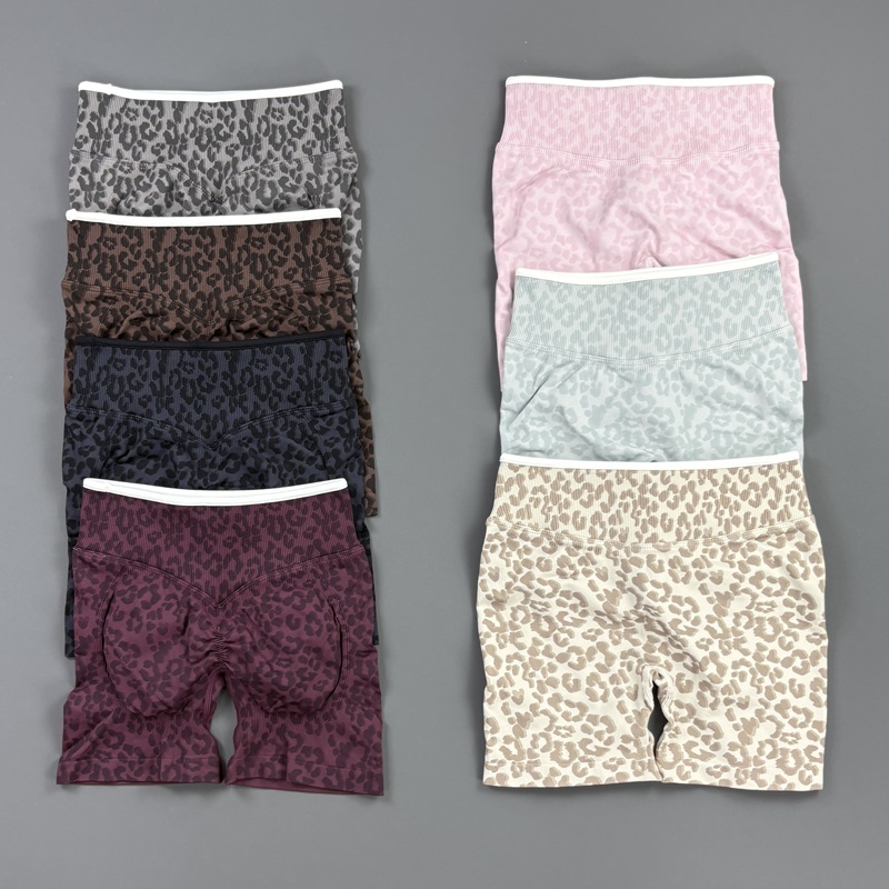 Yoga Fitness Pants - HISTELLO Spodenki Sportowe Damskie w Leopardi