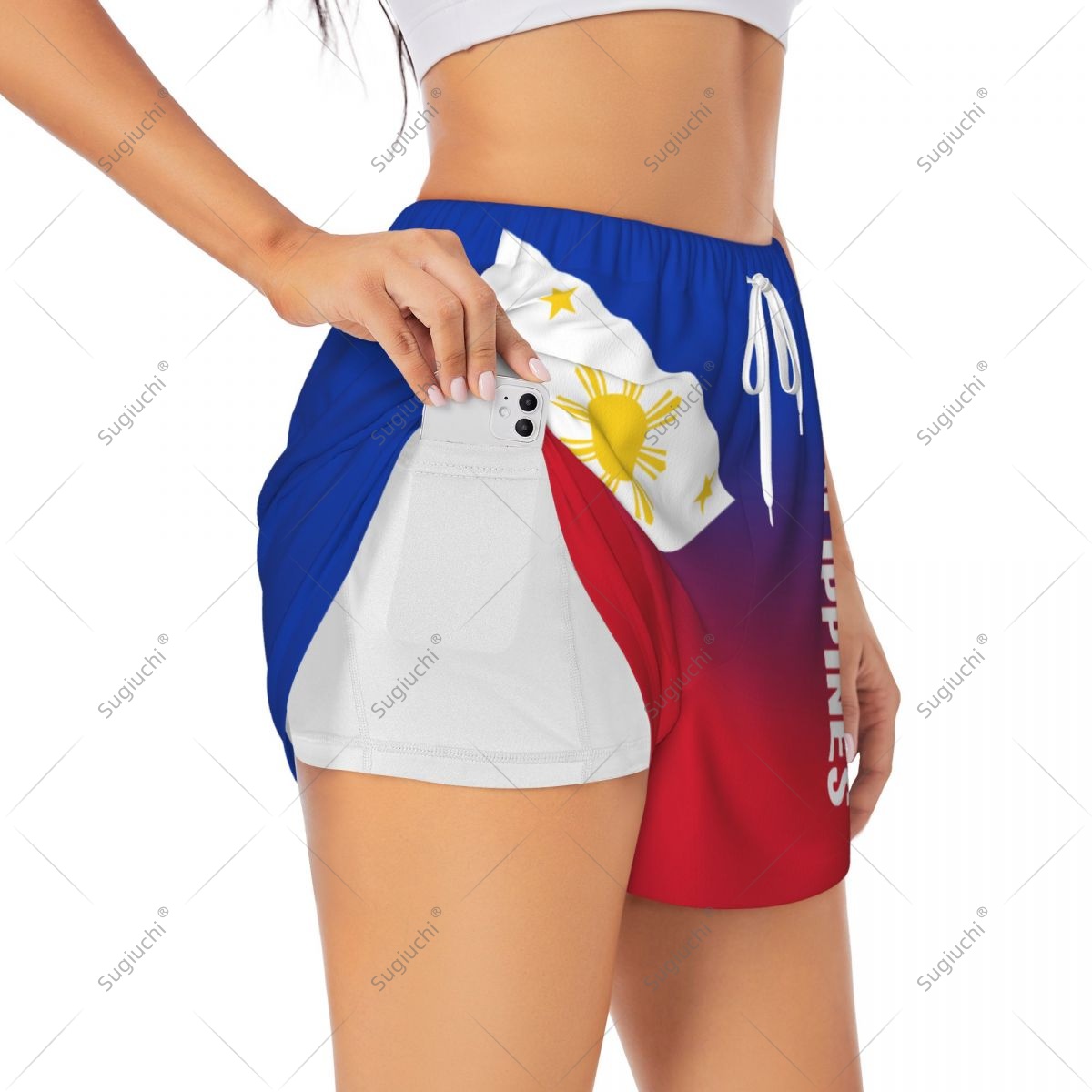 Damskie sportowe szorty z flag – Yoga Fitness Girl recenzja i cena